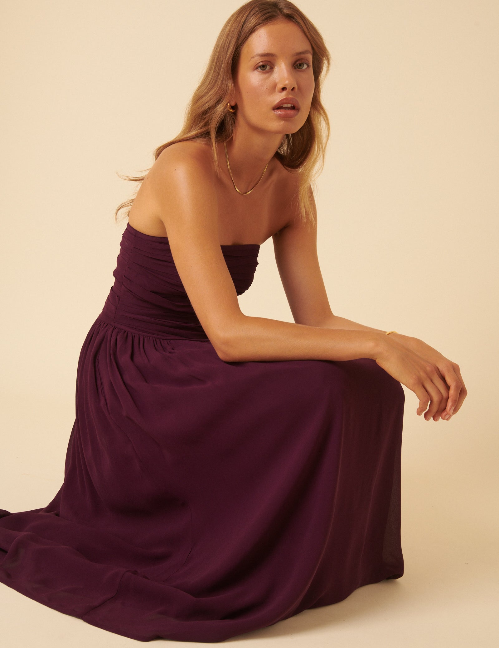 Burgundy Bandeau Felicty Midi Dress