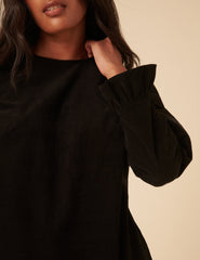 Black Cord Long Sleeve Tiana Mini Dress