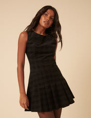 Black Check Cord Merida Pinafore Mini Dress