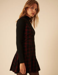 Red And Black Check Cord Merida Pinafore Mini Dress