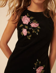 Black Floral Cord Kendall Mini Dress