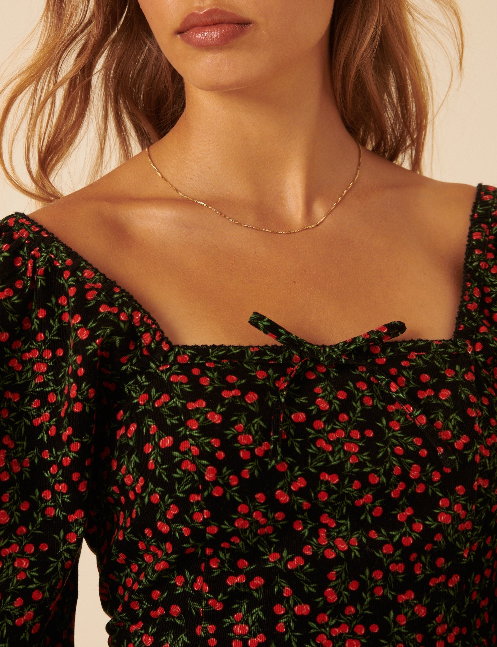 Black Cherry Print Raya Mini Dress