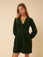 Green Cord Peter Pan Collar Meghan Mini Dress