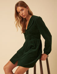 Green Cord Peter Pan Collar Meghan Mini Dress