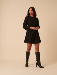 Black Denim Pintuck Tillie Mini Dress