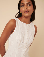 White Broderie Angalise Claudia Mini Dress