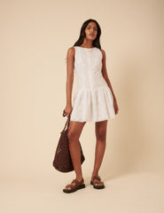 White Broderie Angalise Claudia Mini Dress