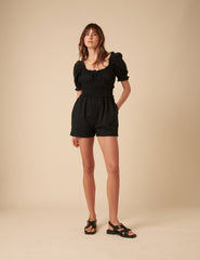Black Ruched Callie Playsuit