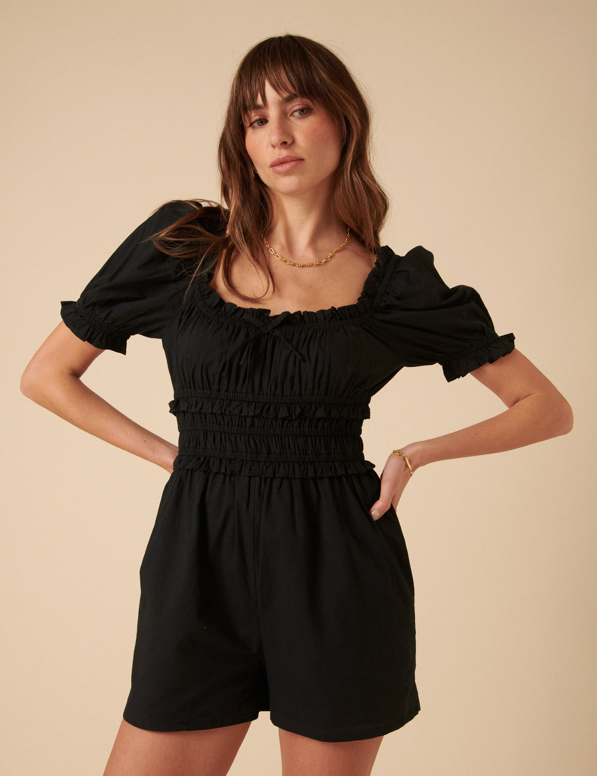Black Ruched Callie Playsuit