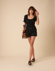 Black Ruched Callie Playsuit