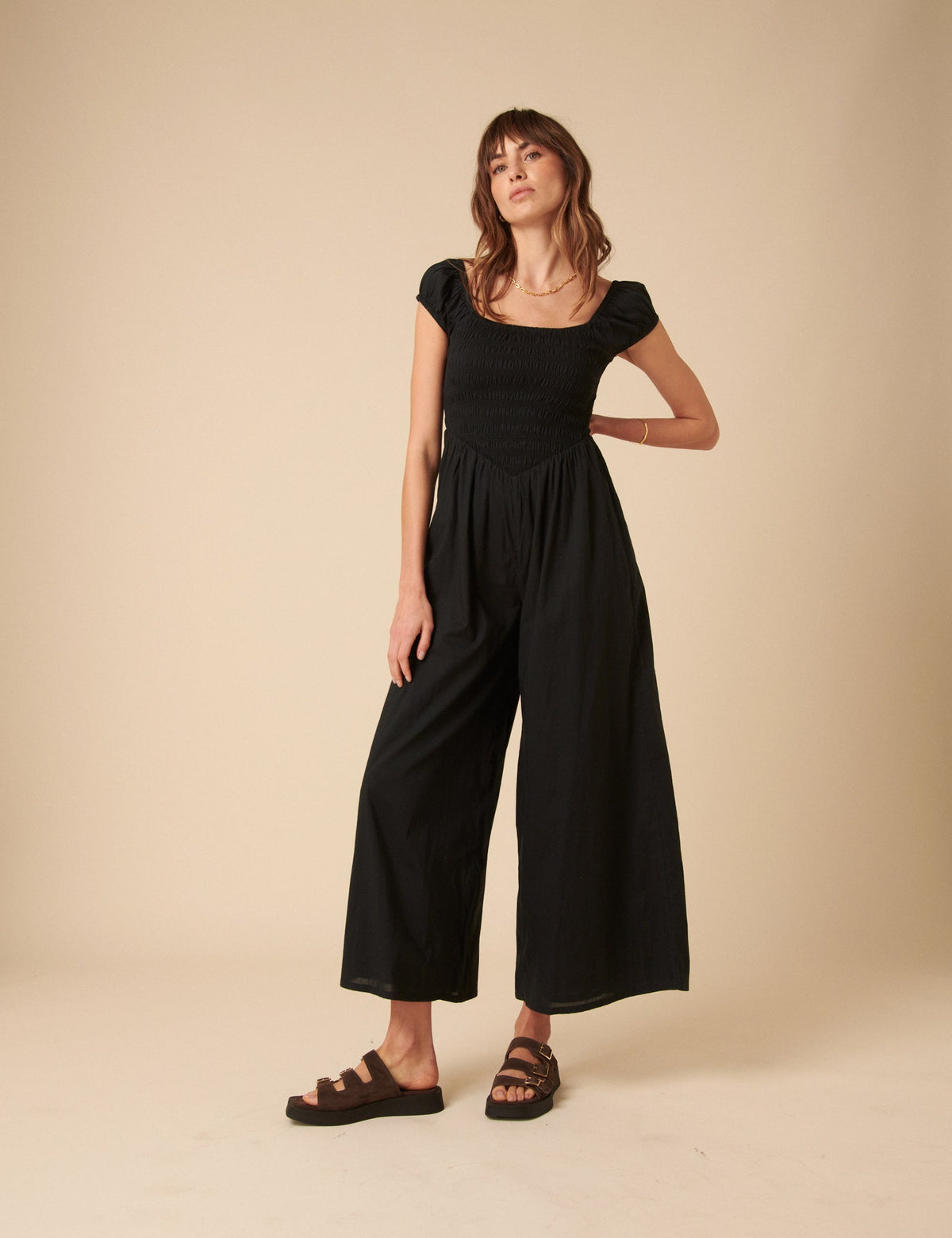 Black Shirred Bodice Alaska Jumpsuit