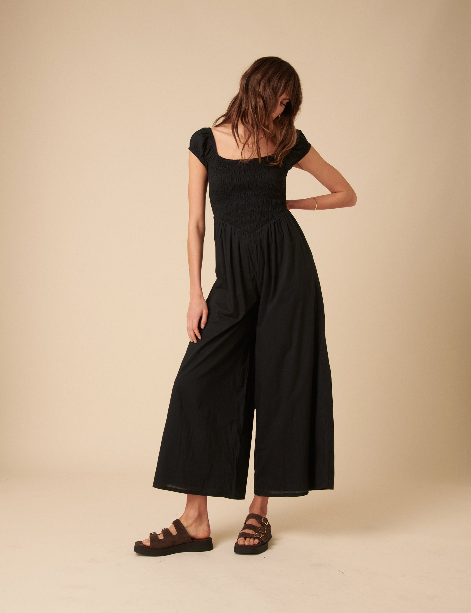 Black Shirred Bodice Alaska Jumpsuit