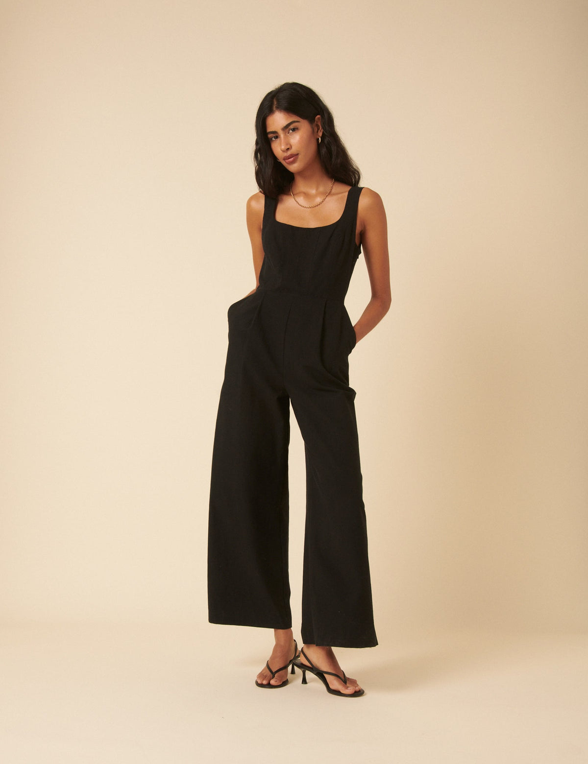 Black Scoop Neck Jumpsuit