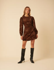 Leopard Print Balloon Sleeve Peggy Mini Dress