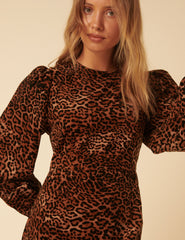 Leopard Print Balloon Sleeve Peggy Mini Dress