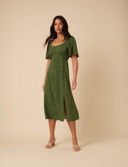 Green Ditsy Floral Dee Dee Midi Dress
