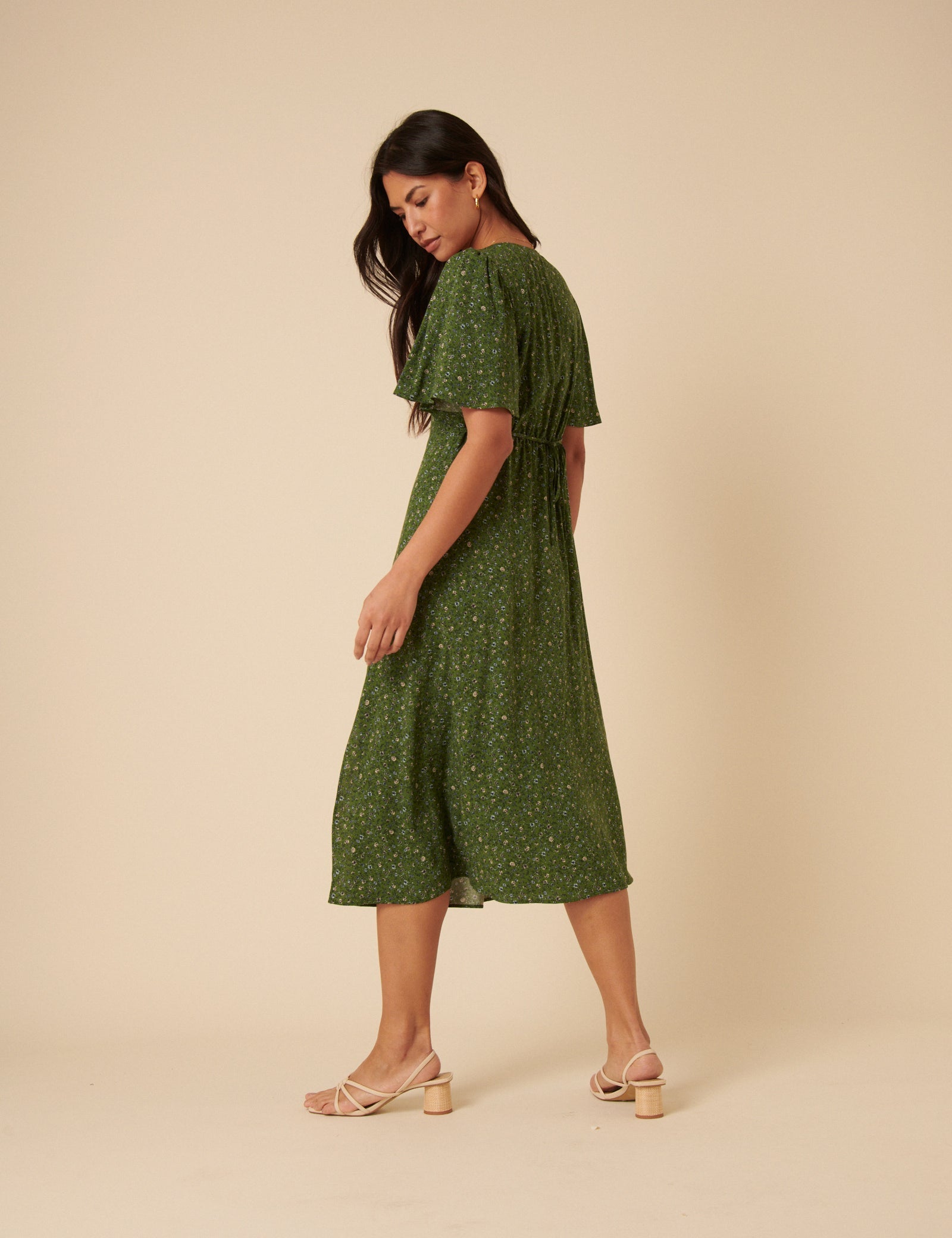 Green Ditsy Floral Dee Dee Midi Dress