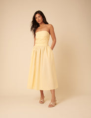 Butter Yellow Bandeau Felicity Midi Dress