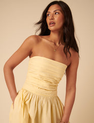 Butter Yellow Bandeau Felicity Midi Dress