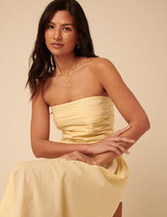 Butter Yellow Bandeau Felicity Midi Dress