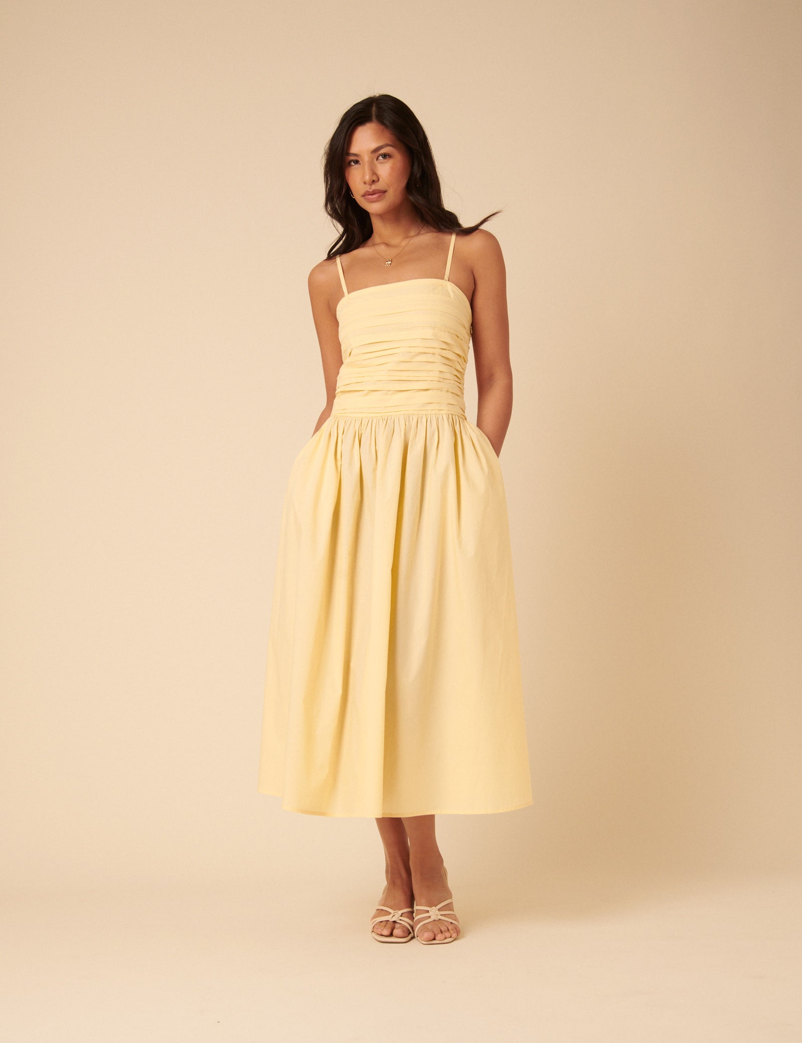 Butter Yellow Bandeau Felicity Midi Dress