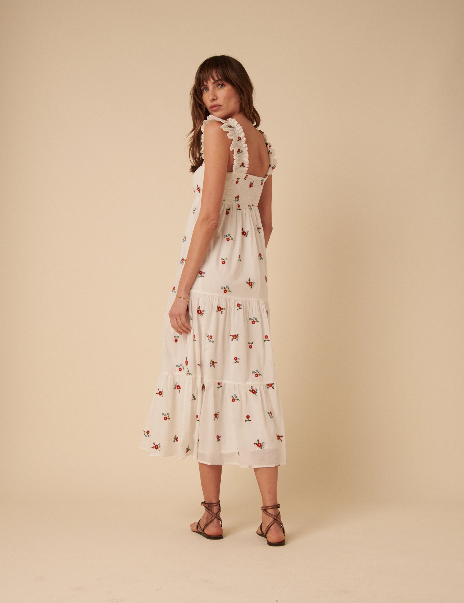 White Embroidered Maya Midi Dress