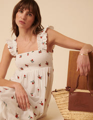 White Embroidered Maya Midi Dress