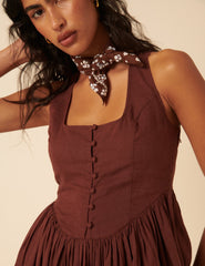 Brown Drop Waist Cora Mini Dress