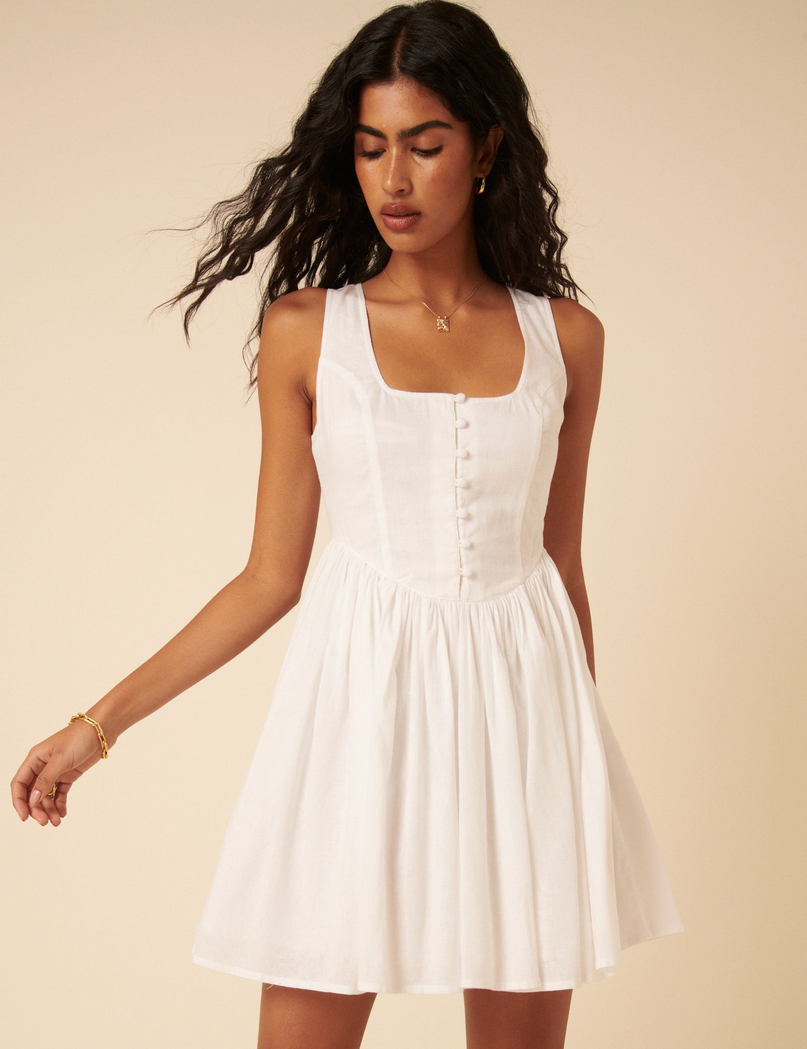 White Drop Waist Cora Mini Dress