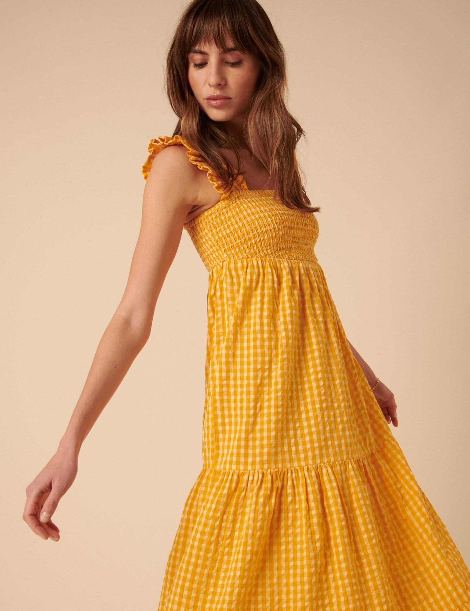 Yellow Gingham Maya Midi Dress