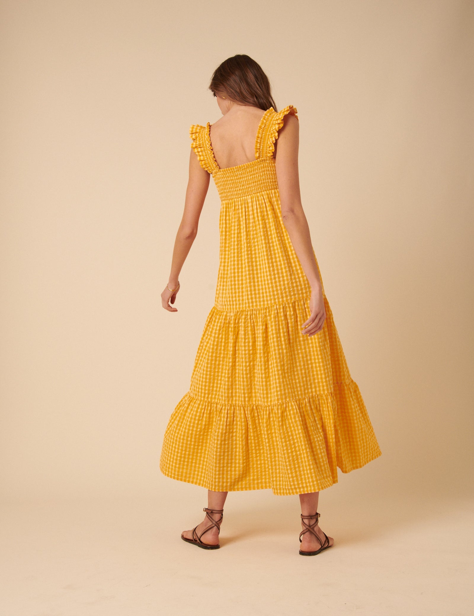 Yellow Gingham Maya Midi Dress