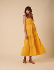 Yellow Gingham Maya Midi Dress
