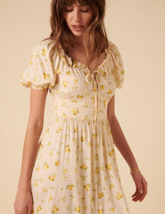 Cream Floral Geniveve Midi Dress