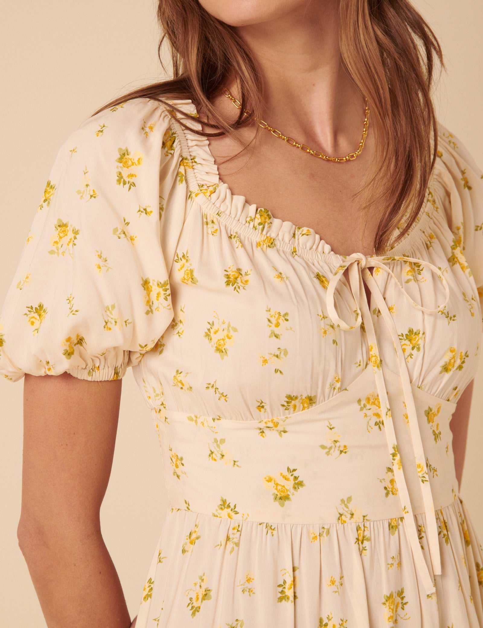 Cream Floral Geniveve Midi Dress