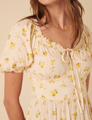 Cream Floral Geniveve Midi Dress