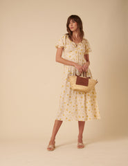 Cream Floral Geniveve Midi Dress