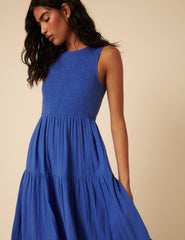 Blue Sleeveless Tiered Charlie Midi Dress