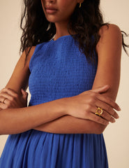 Blue Sleeveless Tiered Charlie Midi Dress
