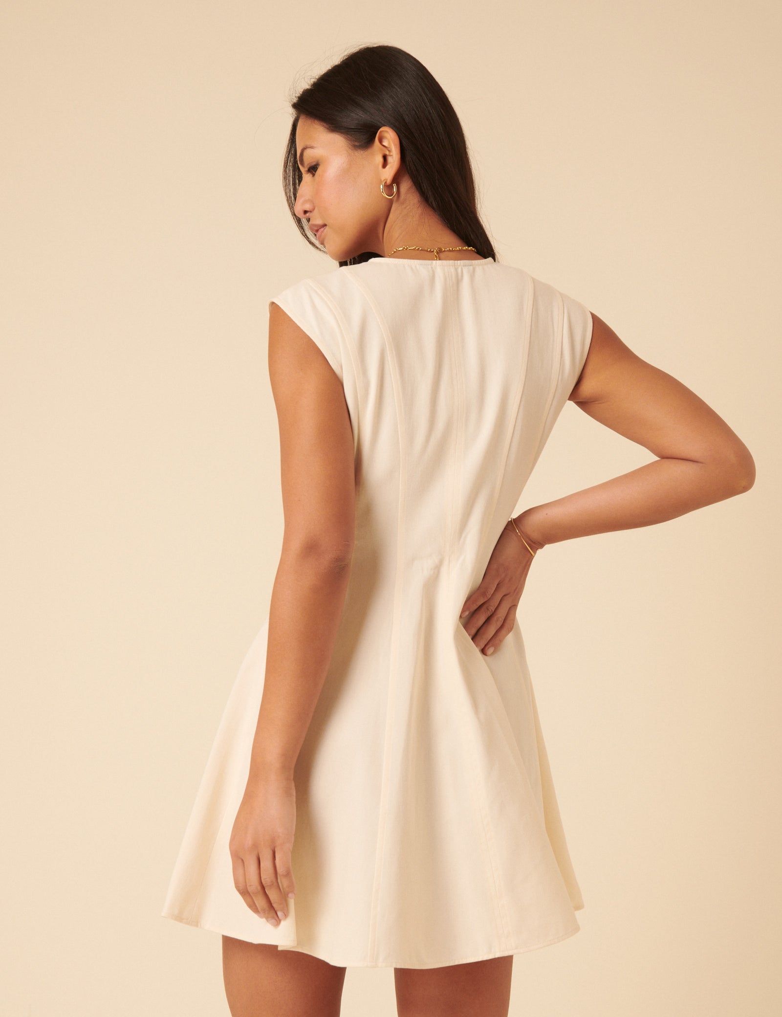 Cream Toni Mini Skater Dress