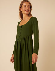 Green Long Sleeve Cora Midi Dress