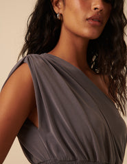 Grey One Shoulder Lorena Maxi Dress