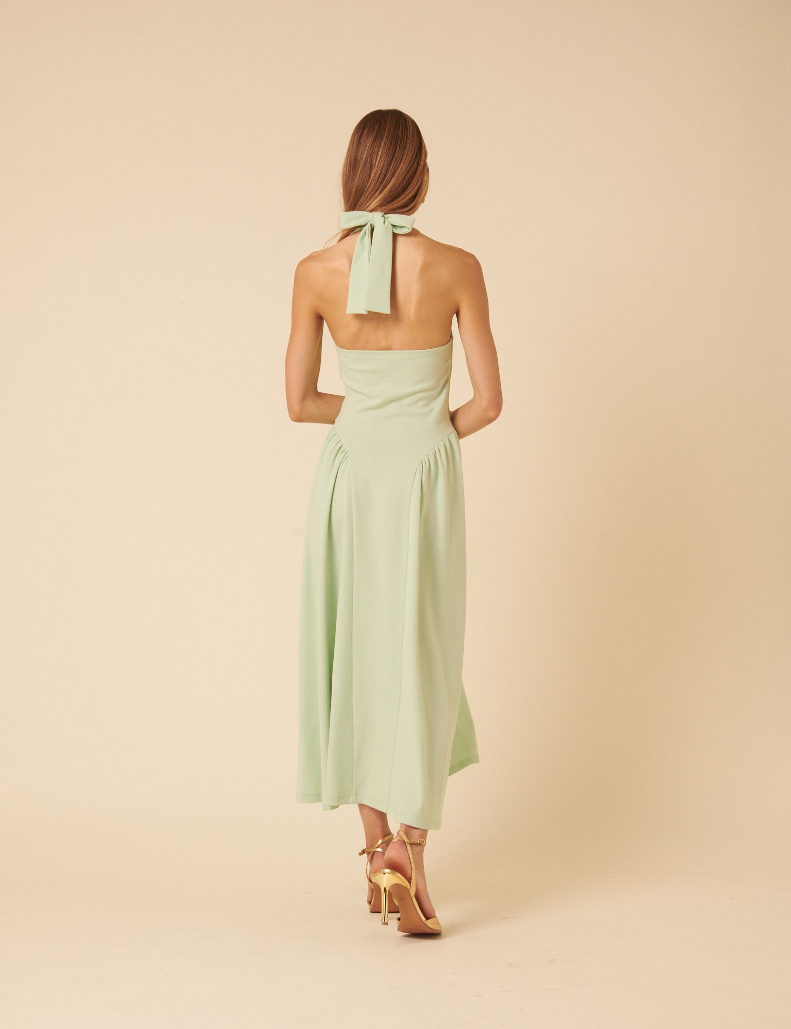 Mint Green Halter Neck Amie Midi Dress