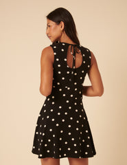 Black Polka Dot Boat Neck Tate Mini Dress