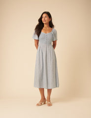 Blue Ditsy Floral Mia Midi Dress