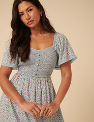 Blue Ditsy Floral Mia Midi Dress