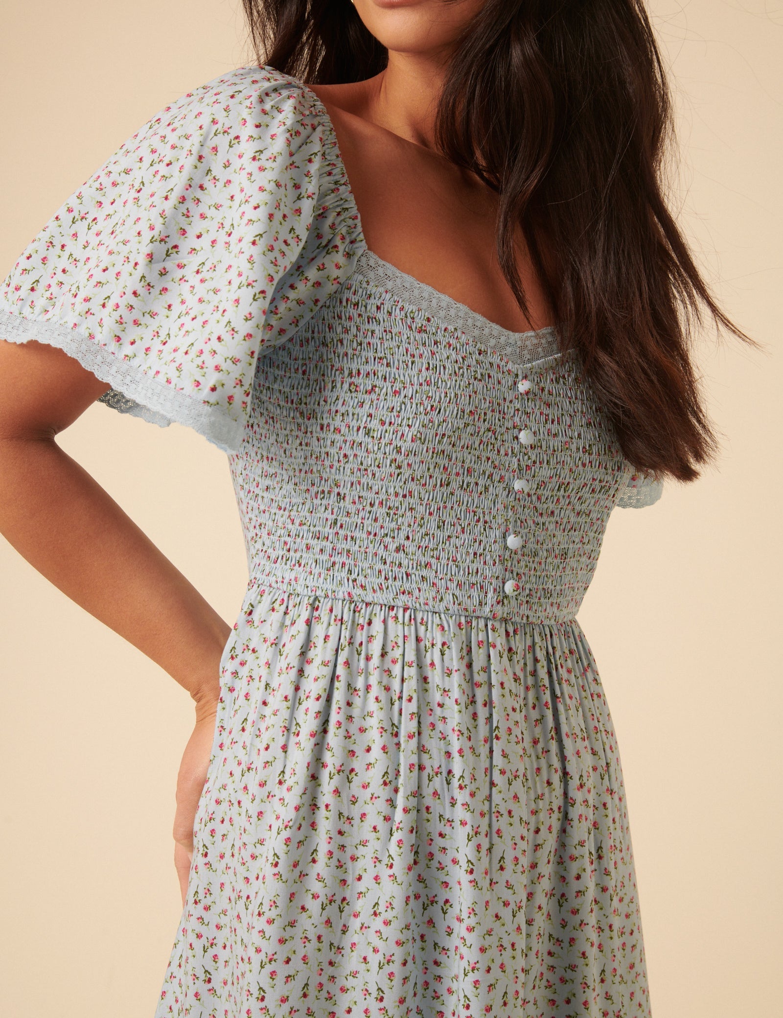 Blue Ditsy Floral Mia Midi Dress