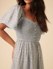 Blue Ditsy Floral Mia Midi Dress