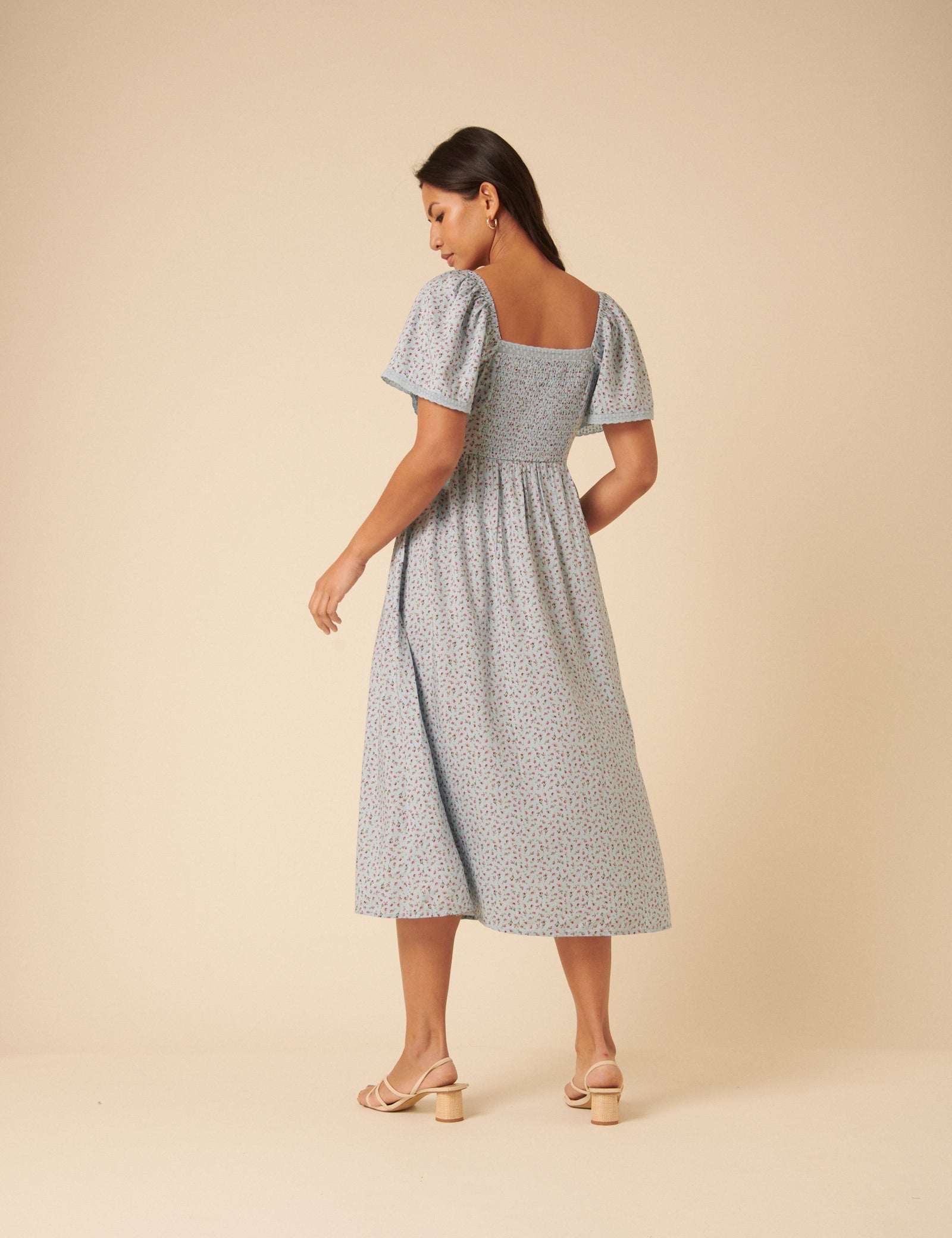 Blue Ditsy Floral Mia Midi Dress