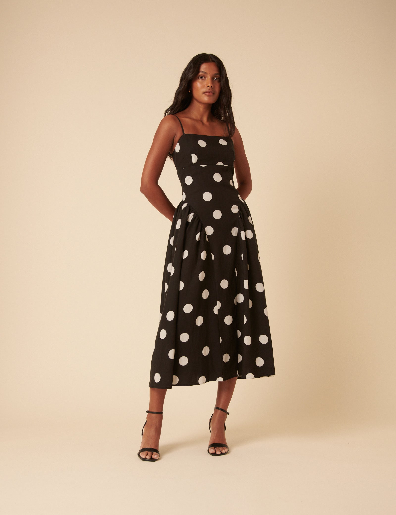 Black Polka Dot Lupin Midi Dress