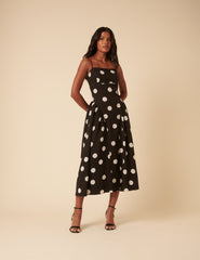 Black Polka Dot Lupin Midi Dress